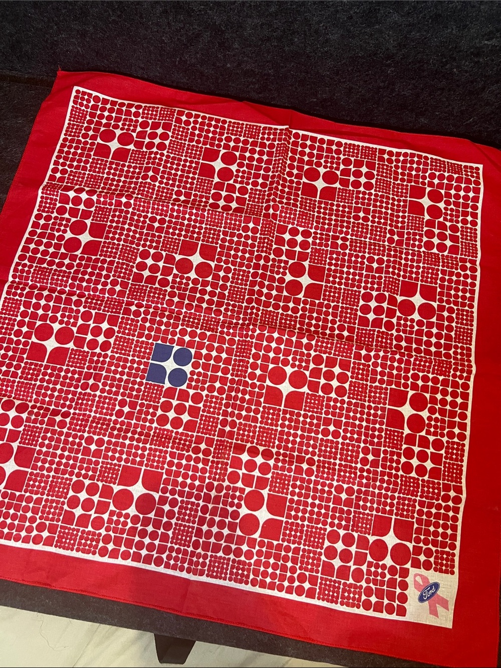 Vintage kate spade Red and White Dot Scarf , ford breast cancer awareness
